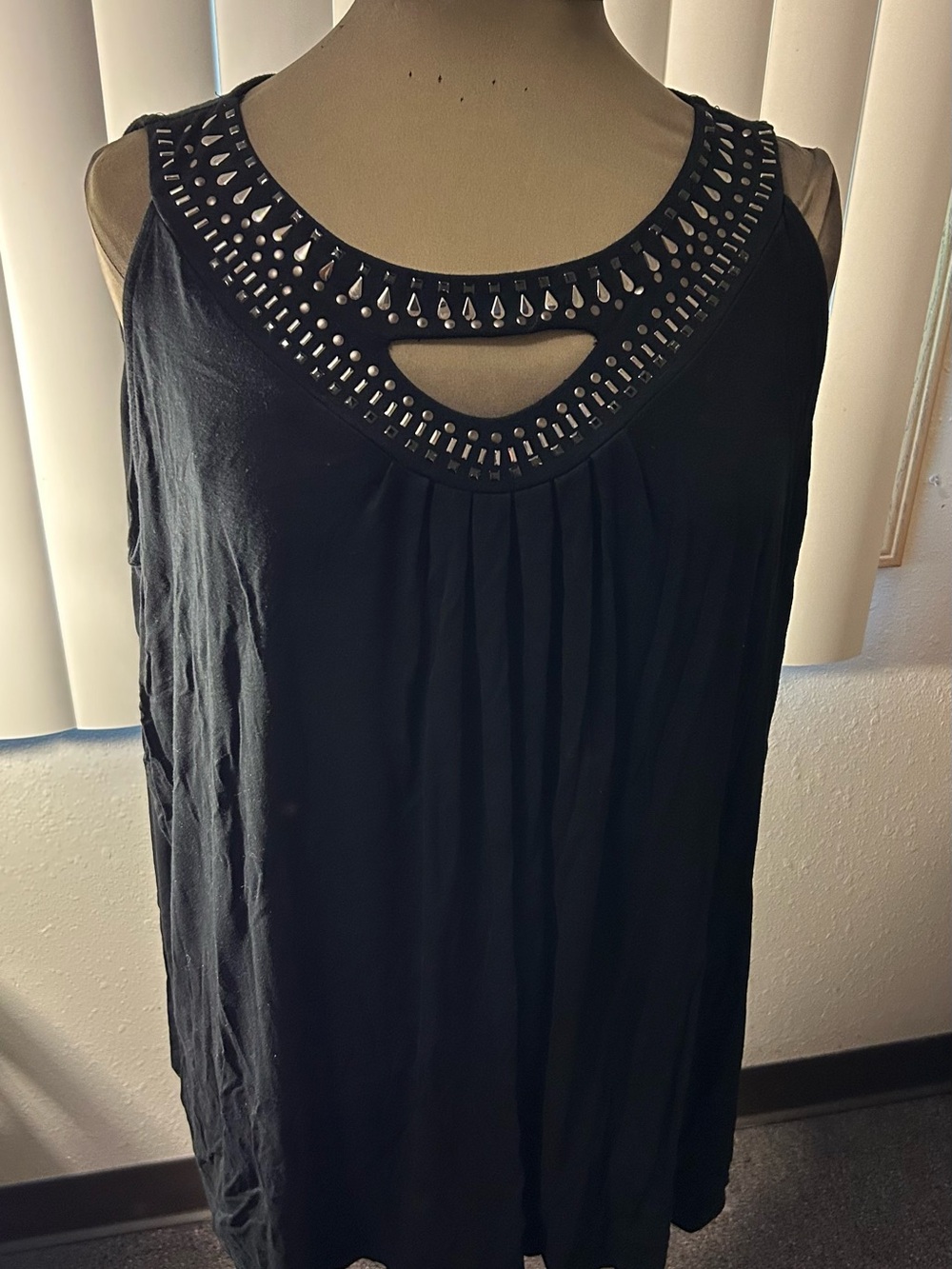 Catherines Black Studded Scoop Neck Tank tunic
